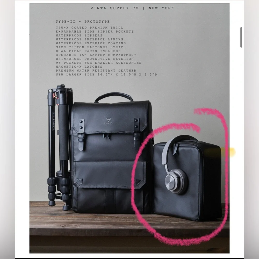 Vinta Supply Co Type II Standard Camera Pack Waterproof Bag
